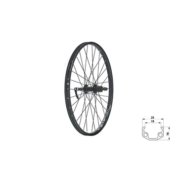 FŰZÖTT HÁTSÓ KERÉK KLS WASPER CASSETTE V-BRAKE R, 24", BLACK FŰZÖTT KERÉK