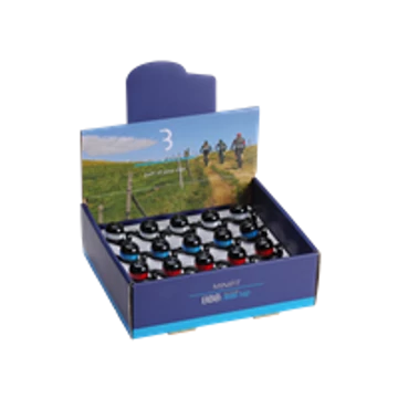 BBB Cycling kerékpáros csengő display BBB-16D MiniFit, 20 db (5 db fekete, 5 db kék, 5 db piros, 5 db zöld) CSENGŐ