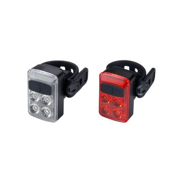 BBB Cycling kerékpáros lámpa szett BLS-237 Slide, 50 és 16 lumen (első és hátsó), 5 mód, micro USB tölthető 500mAh akku, gumis felfogatással VILÁGÍTÁS