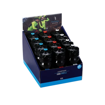 BBB Cycling kerékpáros kulacs display BWB-01D CompTank, 550 ml, fekete/kék, fekete/piros, fekete/fehér (12 db) KULACS