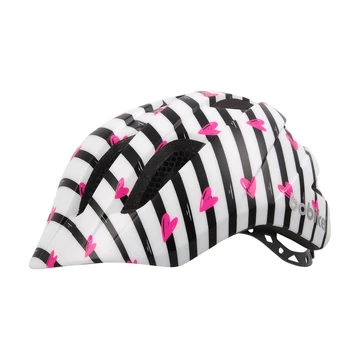Bobike kerékpáros gyerek sisak PLUS, In-Mold, szivecskés fekete/fehér/mintás csíkos, S (52-56 cm) SISAK