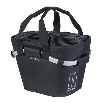 Basil első kosár Classic Carry All Front Basket, KF kompatibilis, kormányadapter nélkül (TBA 70177), fekete KOSÁR