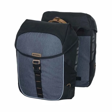 Basil dupla táska Miles Double Bag, Universal Bridge System, fekete szürke TÁSKA