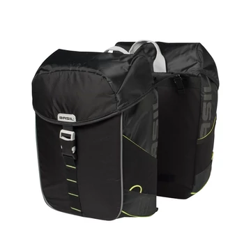 Basil dupla táska Miles Double Bag, Universal Bridge System, fekete lime TÁSKA