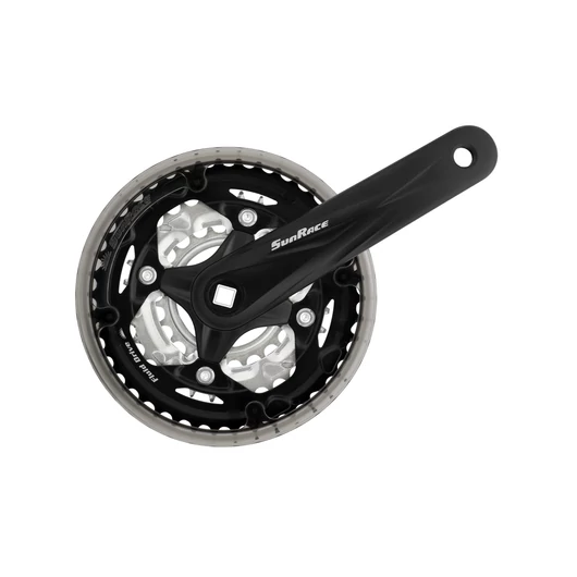 HAJTÓMŰ ALU 170MM 42/32/22T SUNRACE FCM600 FEKETE / EZÜST HAJTÁS