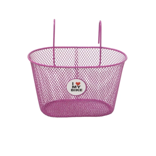 KOSÁR GYERMEK ACÉL ELSŐ AKASZTÓS 25X16X14 CM - I LOVE MY BIKE PINK KOSÁR