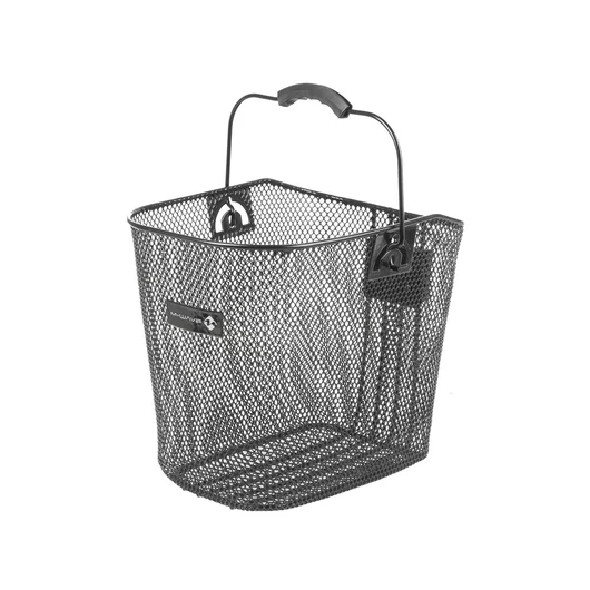 KOSÁR ELSŐ ACÉL SŰRŰSZÖVÉSŰ KESKENY 25X21,5X31 CM + CLIP-ON - M-WAVE FEKETE KOSÁR