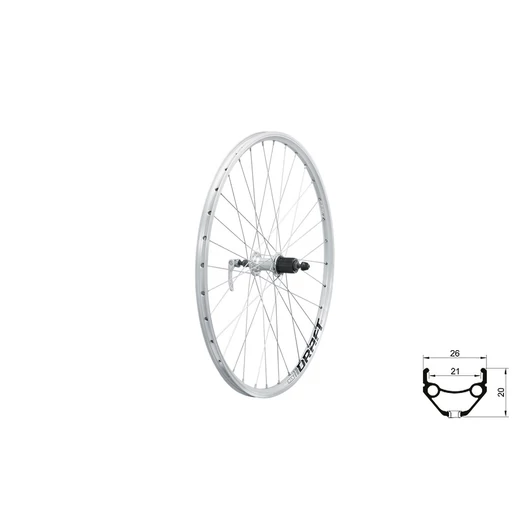 FŰZÖTT HÁTSÓ KERÉK KLS DRAFT V-BRAKE R, 26", SILVER FŰZÖTT KERÉK