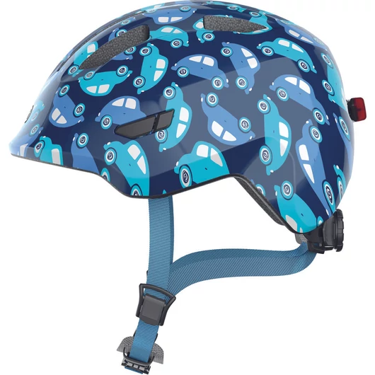 ABUS kerékpáros gyerek sisak Smiley 3.0 LED, In-Mold, blue car, M (50-55 cm) SISAK