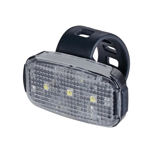 BBB Cycling kerékpáros első lámpa BLS-146 Spot, 24 lumen, 3 mód, micro USB tölthető 300mAh akku, gumis felfogatással VILÁGÍTÁS
