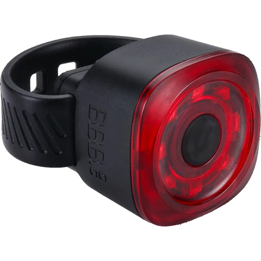 BBB Cycling kerékpáros hátsó lámpa BLS-226 Spirit, 12 lumen, 9 mód, micro USB tölthető 250mAh akku, 8 akkufeszültség visszajelzős LED-del, gumis felfogatással VILÁGÍTÁS
