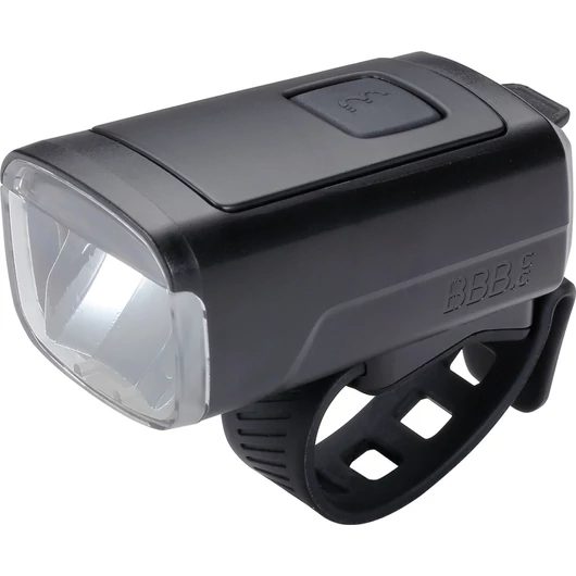 BBB Cycling kerékpáros első lámpa BLS-230 Stud50, 200 lumen, 4 mód, micro USB tölthető 2500 mAh akku, gumis felfogatással VILÁGÍTÁS