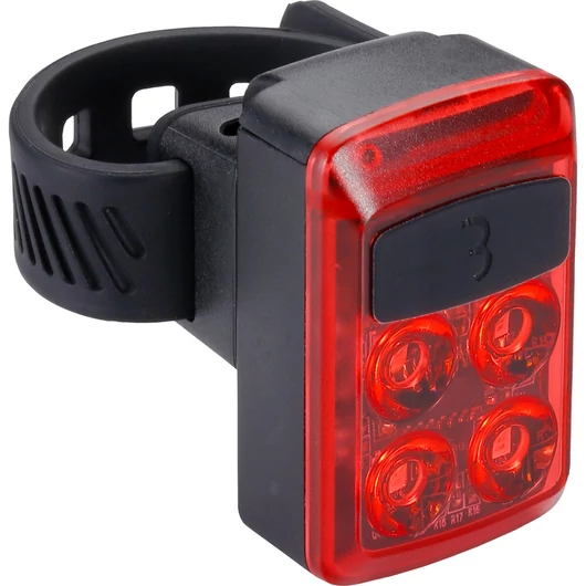 BBB Cycling kerékpáros hátsó lámpa BLS-236 Slide, 16 lumen, 5 mód, micro USB tölthető 500mAh akku, gumis felfogatással VILÁGÍTÁS
