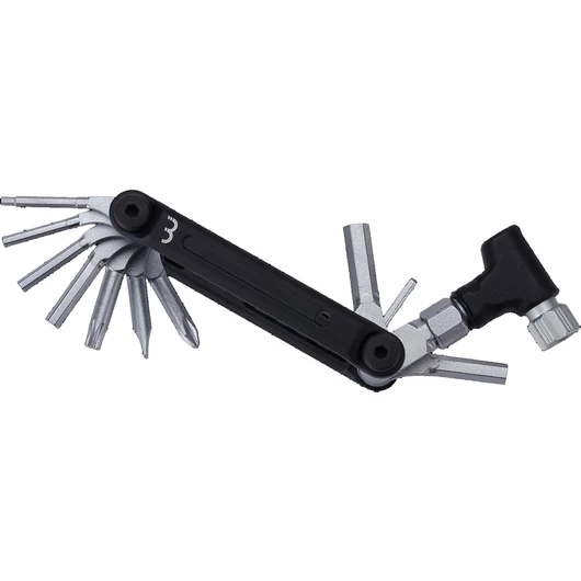 BBB Cycling kerékpáros szerszám - marokszerszám BTL-203 RoyalFold CO2 Inflator, 16 funkció, láncszem tartóval és CO2 pumpával, fekete SZERSZÁM