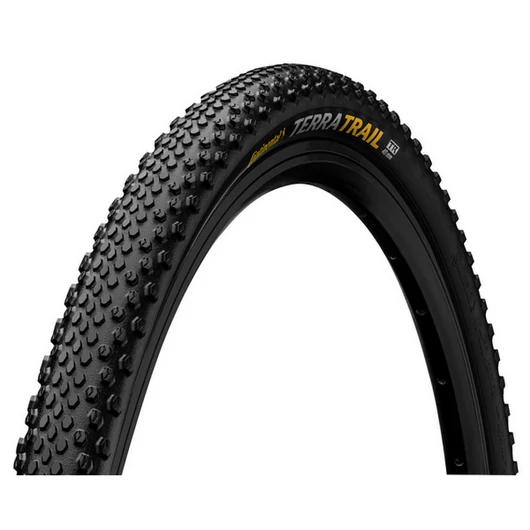 Continental gravel-cyclocross kerékpáros külső gumi 35-622 Terra Trail ShieldWall 28x1,35, hookless felni kompatibilis, tubeless ready, fekete/fekete hajtogathatós Skin SL KÜLSŐ GUMI