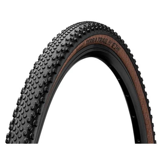 Continental gravel-cyclocross kerékpáros külső gumi 40-622 Terra Trail ShieldWall 28x1,5, hookless felni kompatibilis, tubeless ready, fekete/barna hajtogathatós Skin KÜLSŐ GUMI