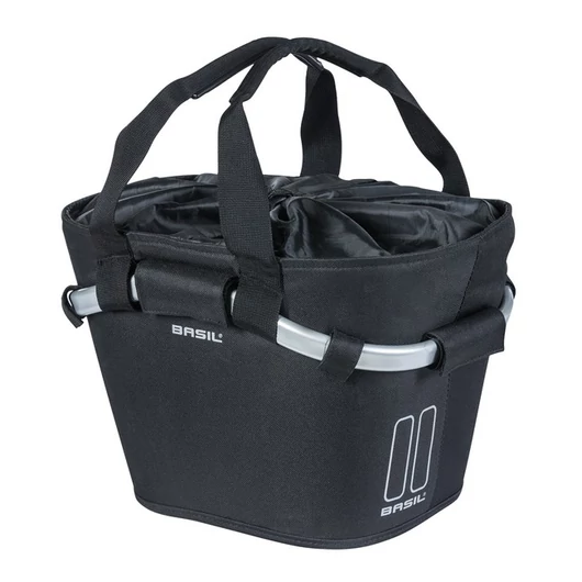 Basil első kosár Classic Carry All Front Basket, KF kompatibilis, kormányadapter nélkül (TBA 70177), fekete KOSÁR