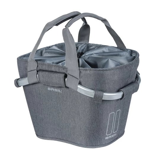 Basil első kosár Classic Carry All Front Basket, KF kompatibilis, kormányadapter nélkül (TBA 70177), szürke KOSÁR