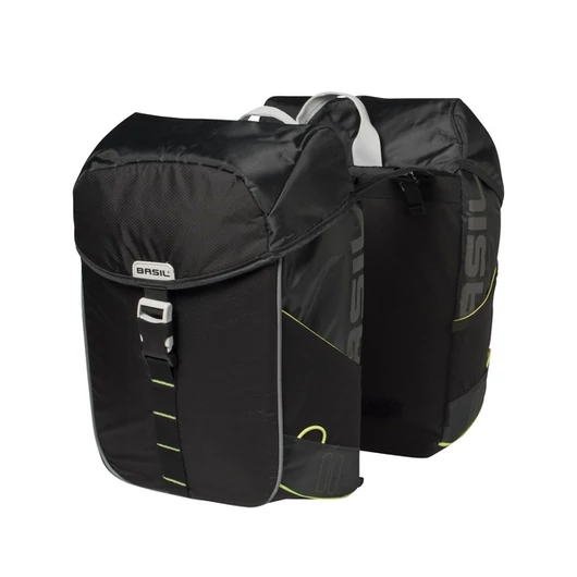 Basil dupla táska Miles Double Bag, Universal Bridge System, fekete lime TÁSKA
