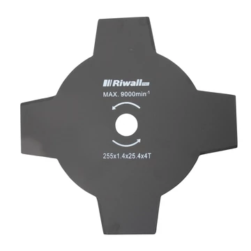 Riwall PRO Vágókés fűkaszához 4-ágú, 255mm,  belső furat 25,4 mm, vastagság 1,4 mm